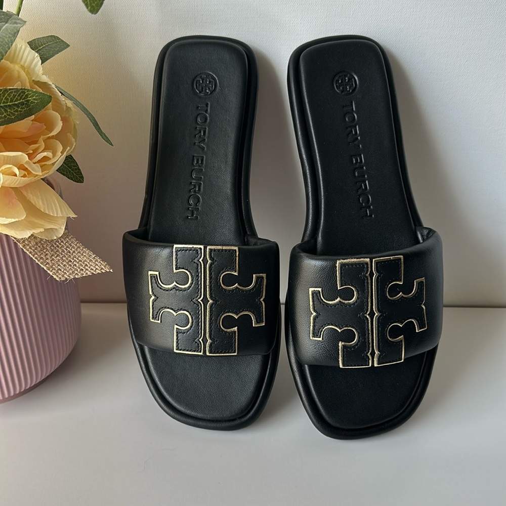 Authentic TORY BURCH WOMEN'S
DOUBLE T SPORT
SLIDES. NWOT